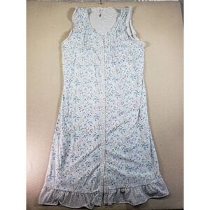 Body Touch Dress Womens 1X White Floral Sleeveless Scoop Neck Sleepwear Casual